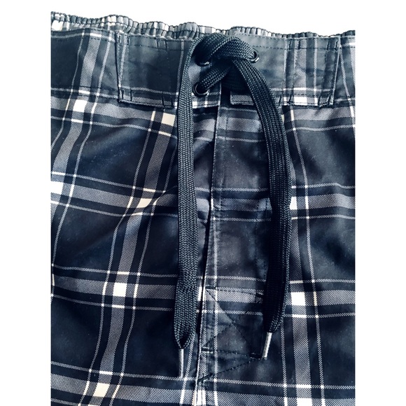 Joe Boxer Mens Plaid Blue Swim Trunks with Colorful Designs - Picture 3 of 7